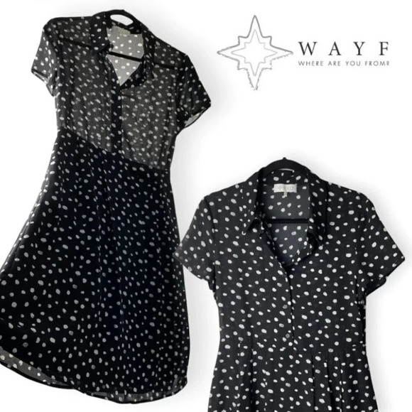 WAYF Black and White Polka  Dot Dress - Picture 1 of 10